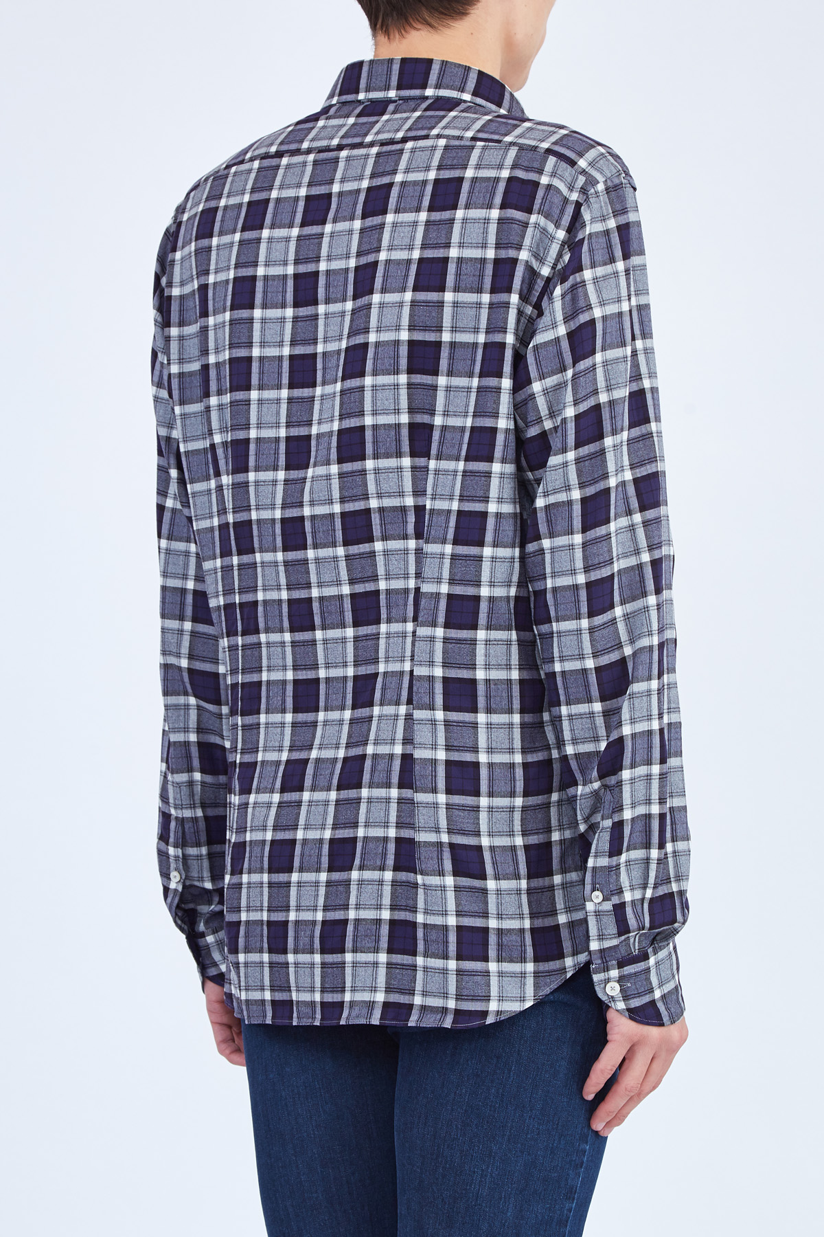 Приталенная рубашка в стиле casual из хлопка Albini XACUS, цвет синий, размер 50 - фото 4